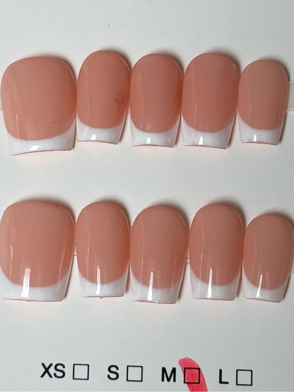 Nude French Press-On Nails - Soft Pink and White